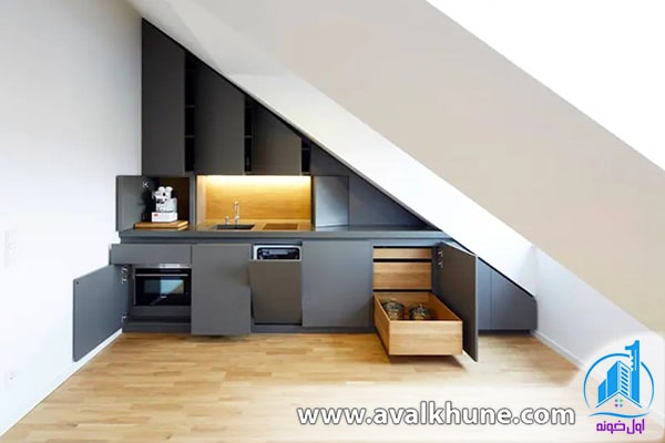 آشپزخانه مخفی با اشکال هندسی 